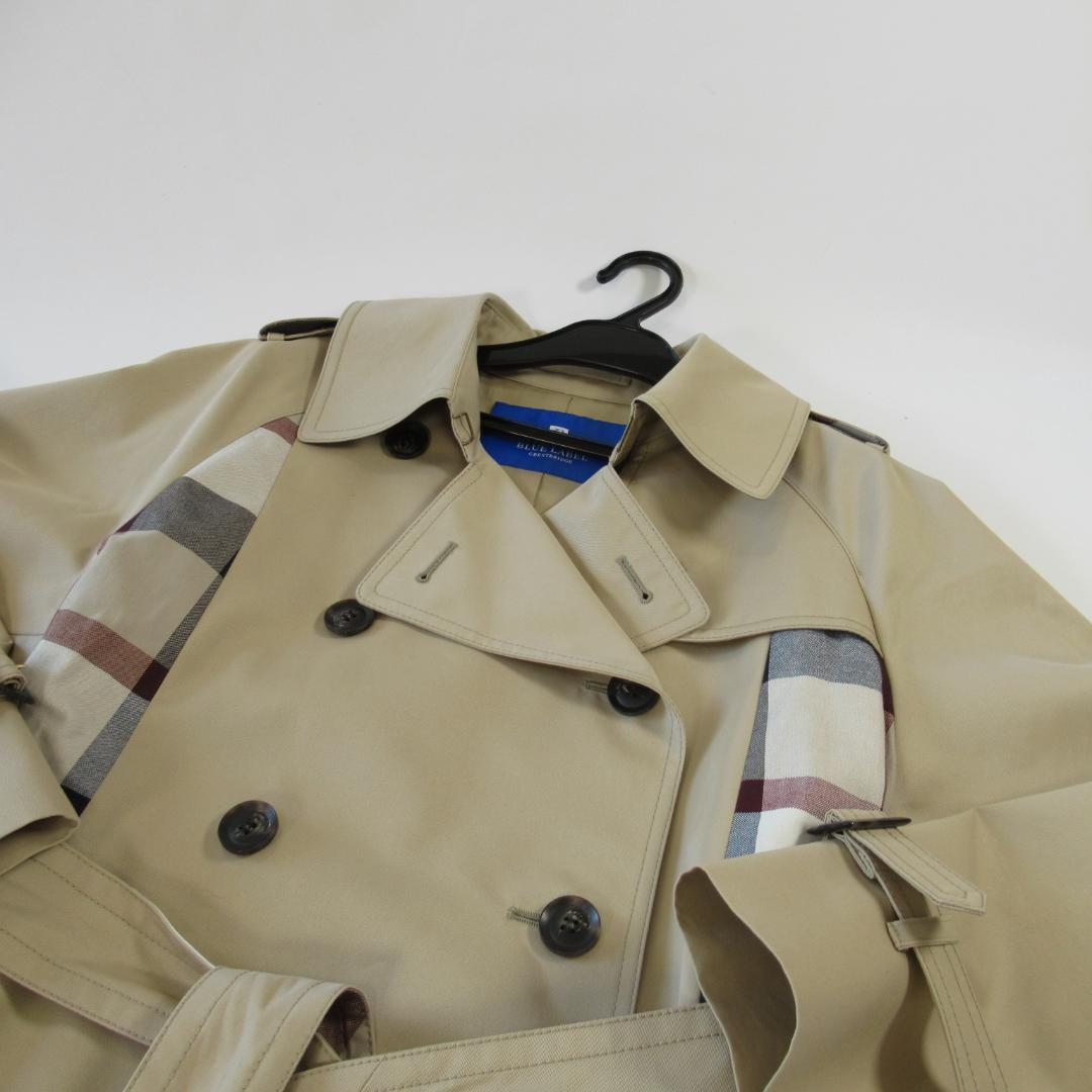 ブルーレーベルクレストブリッジ新品 パーシャルチェックトレンチコート 38