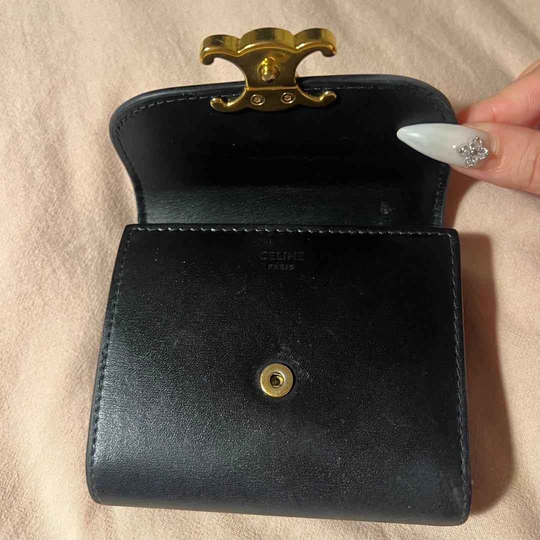 CELINE ブラックレザー トリオン 財布