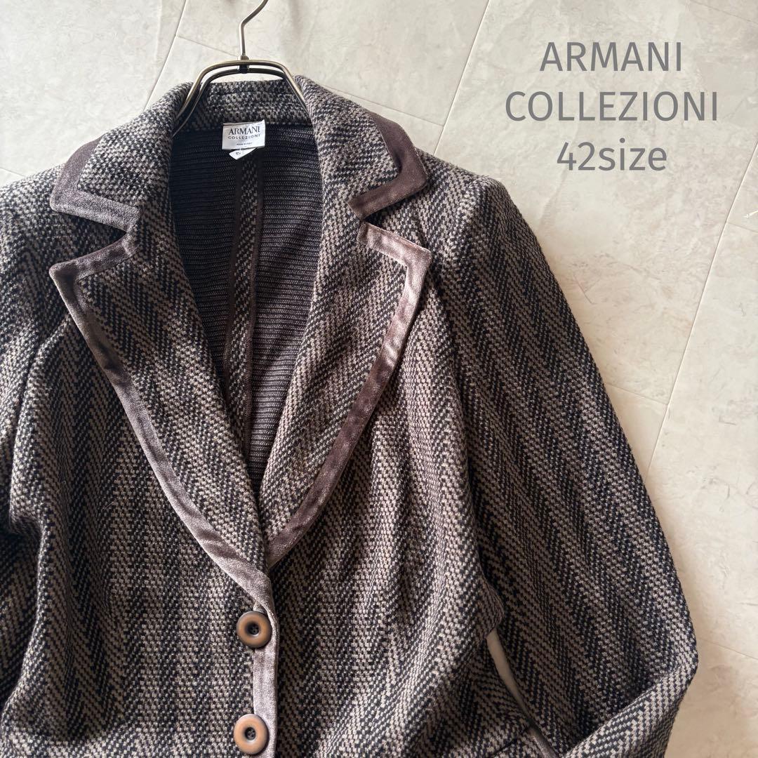 NO.7-180ARMANI COLLEZIONI 42異素材ベロア×ツイード