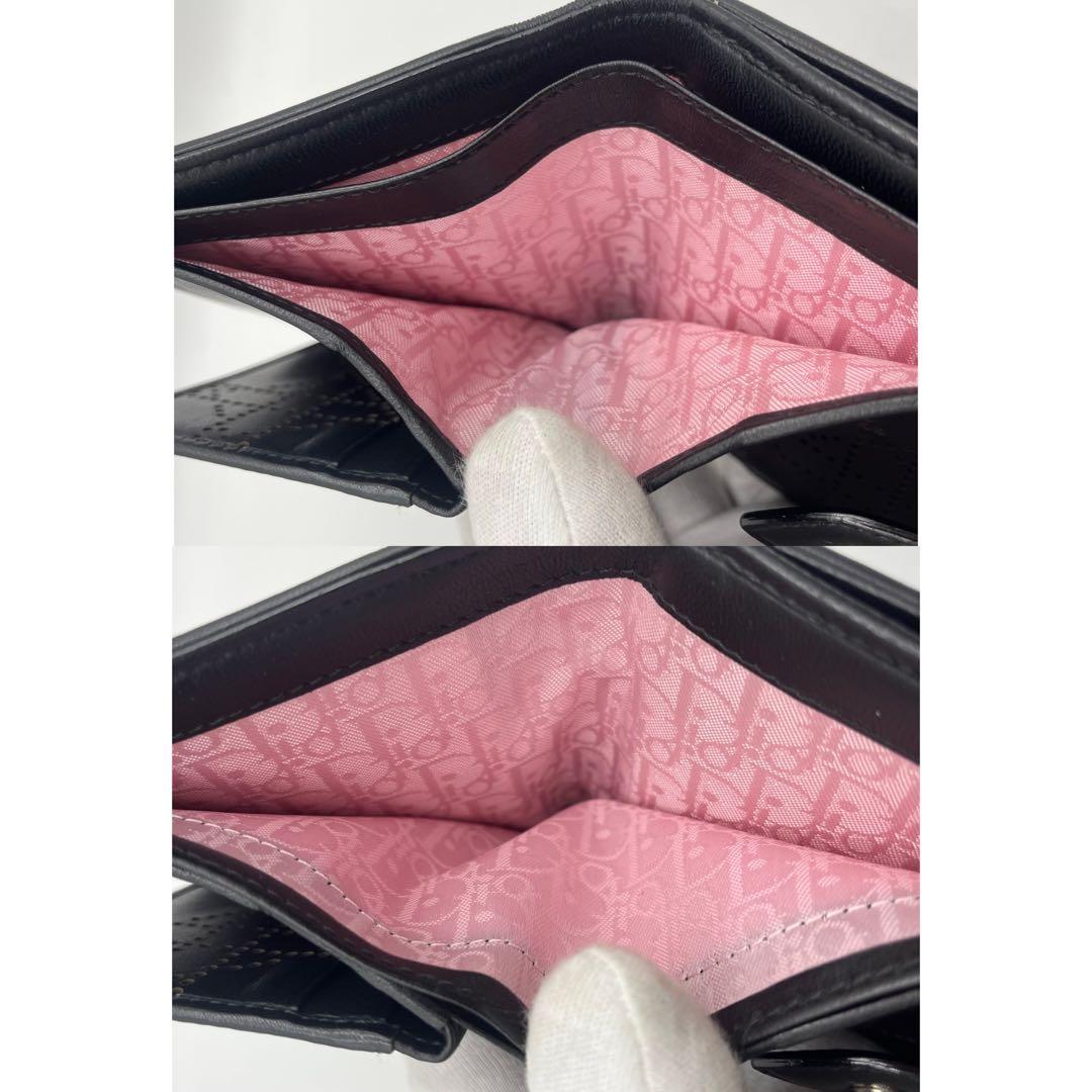 【未使用】Dior 折り財布　レザー　カナージュ　トロッター　希少　ピンク