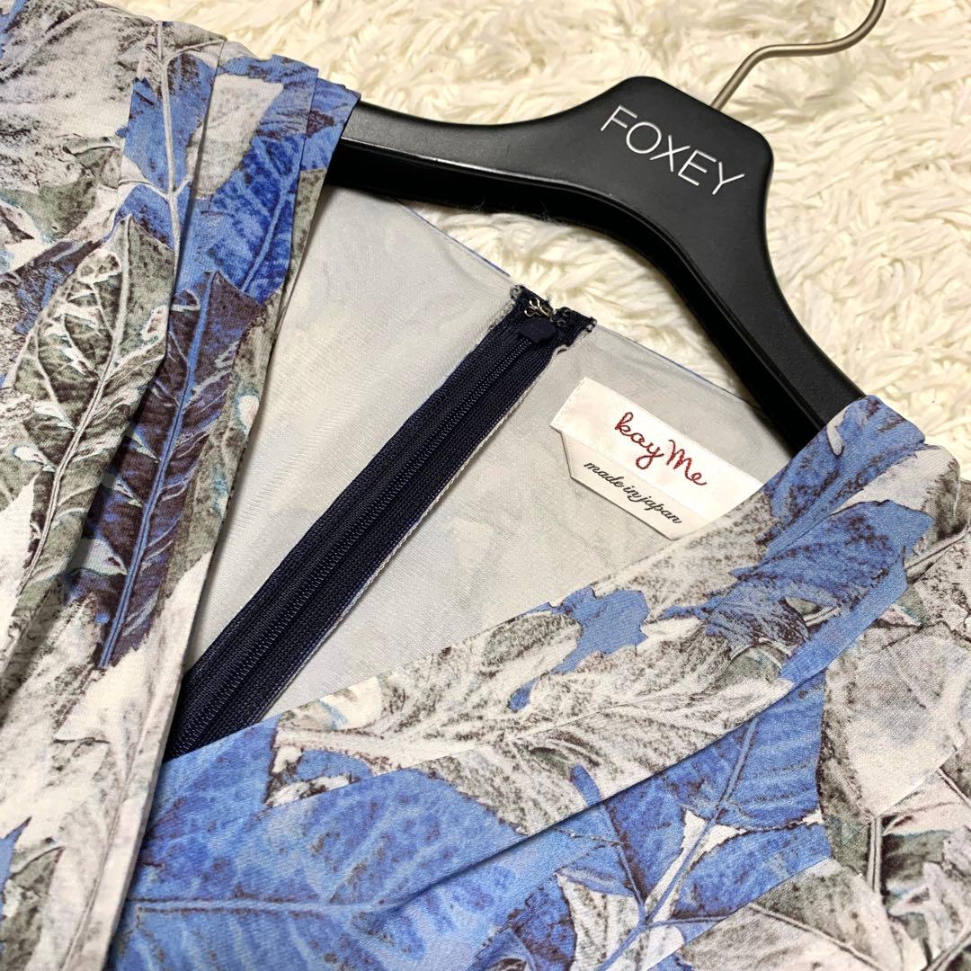 極美品✨ ケイミー kayme ブルーボタニカル プリントドッキング ワンピース