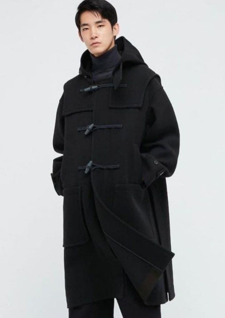 【美品】UNIQLO ＋J ウールオーバーサイズダッフルコート ブラック S