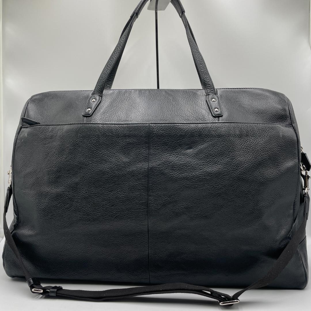 良品 COACH ボストンバッグ レザー ブラック 大容量 肩掛け