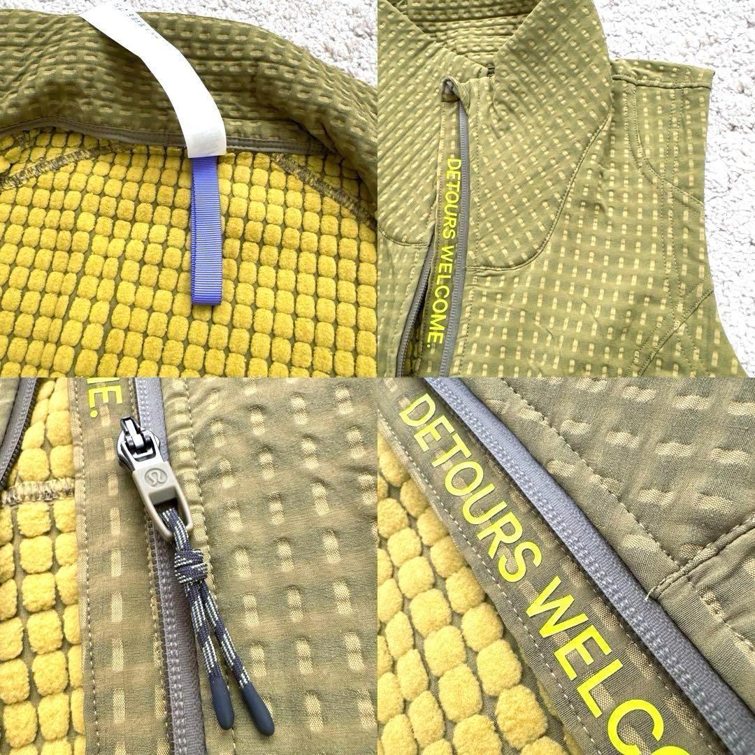 レア ルルレモン ヨガ ハイキング ベスト 撥水加工 ストレッチ素材 緑 黄土色