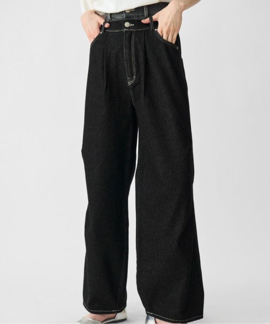 新品⭐︎willfully double belt side tuck denim
