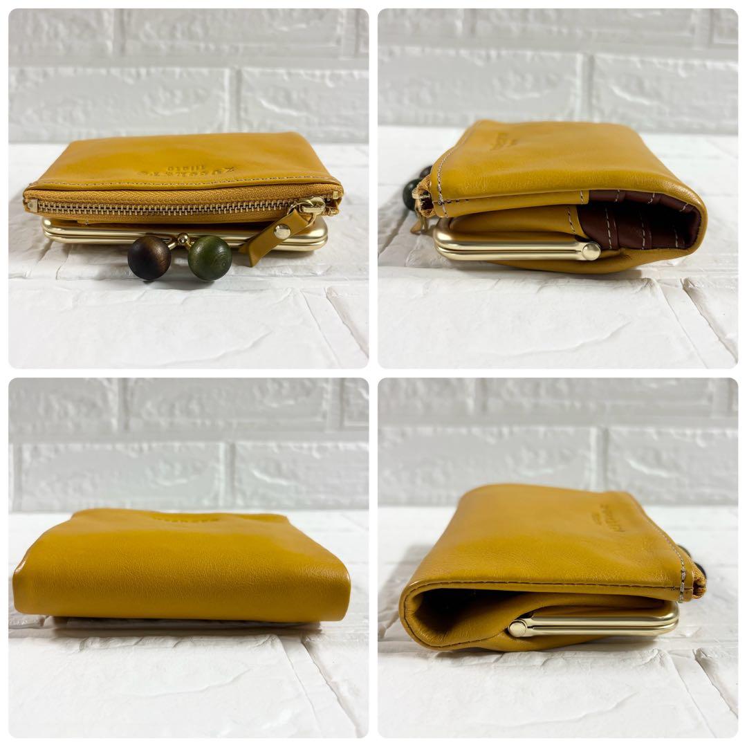 ✨未使用品✨ズッケロフィラート 木玉 がま口 二つ折り財布 コンパクト イエロー