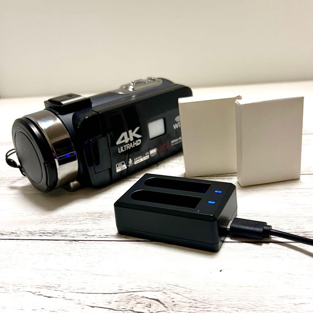 【中古美品】4K ULTRA HD デジタルビデオカメラ マイク付 Wi-Fi
