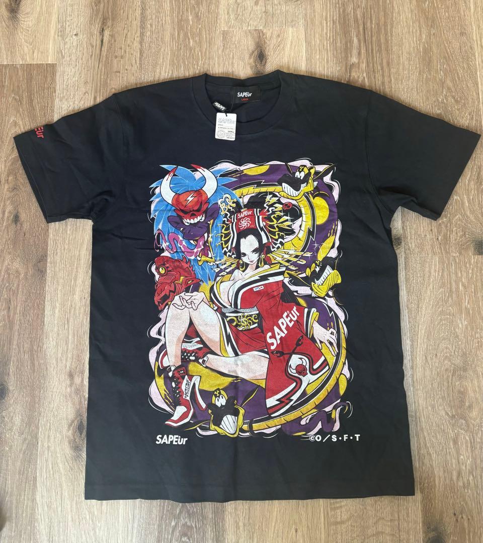 SAPEur サプール ワンピース ハンコック コラボTシャツ 黒 L