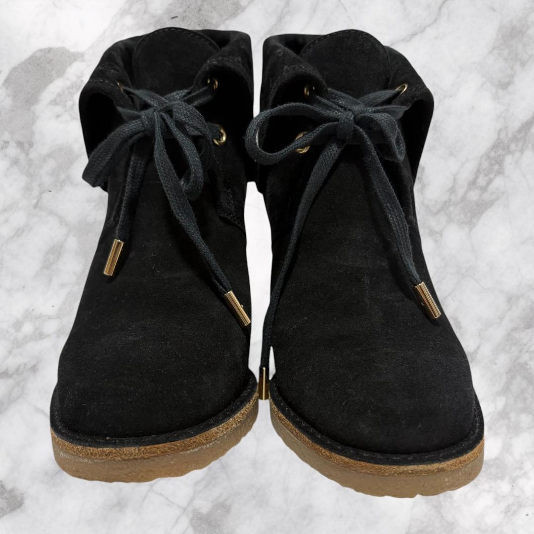 LOUIS VUITTON モノグラム スウェード レザー ショートブーツ 黒