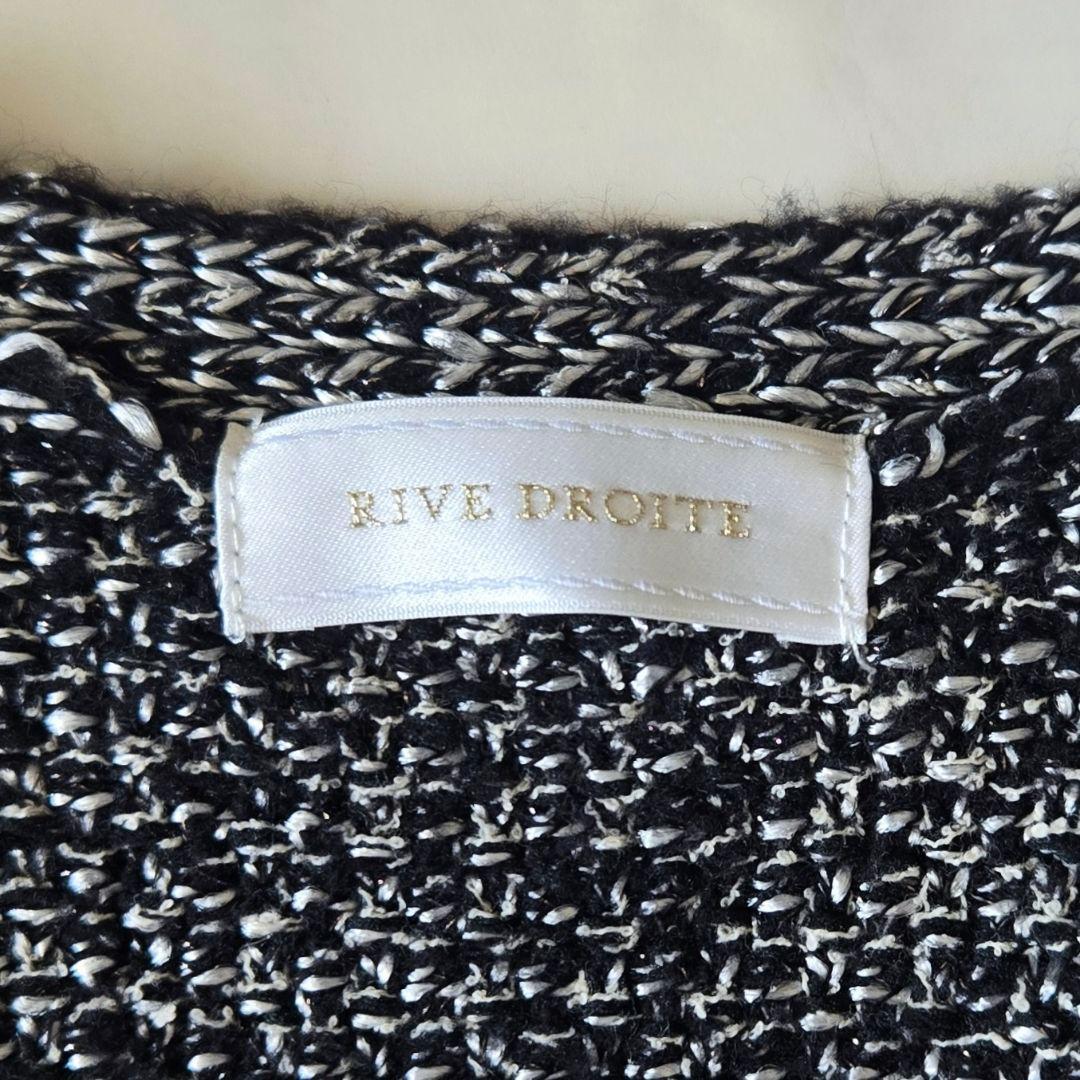美品✨リヴドロワ　ツイードニットカーディガン　黒　ブラック　金ボタン