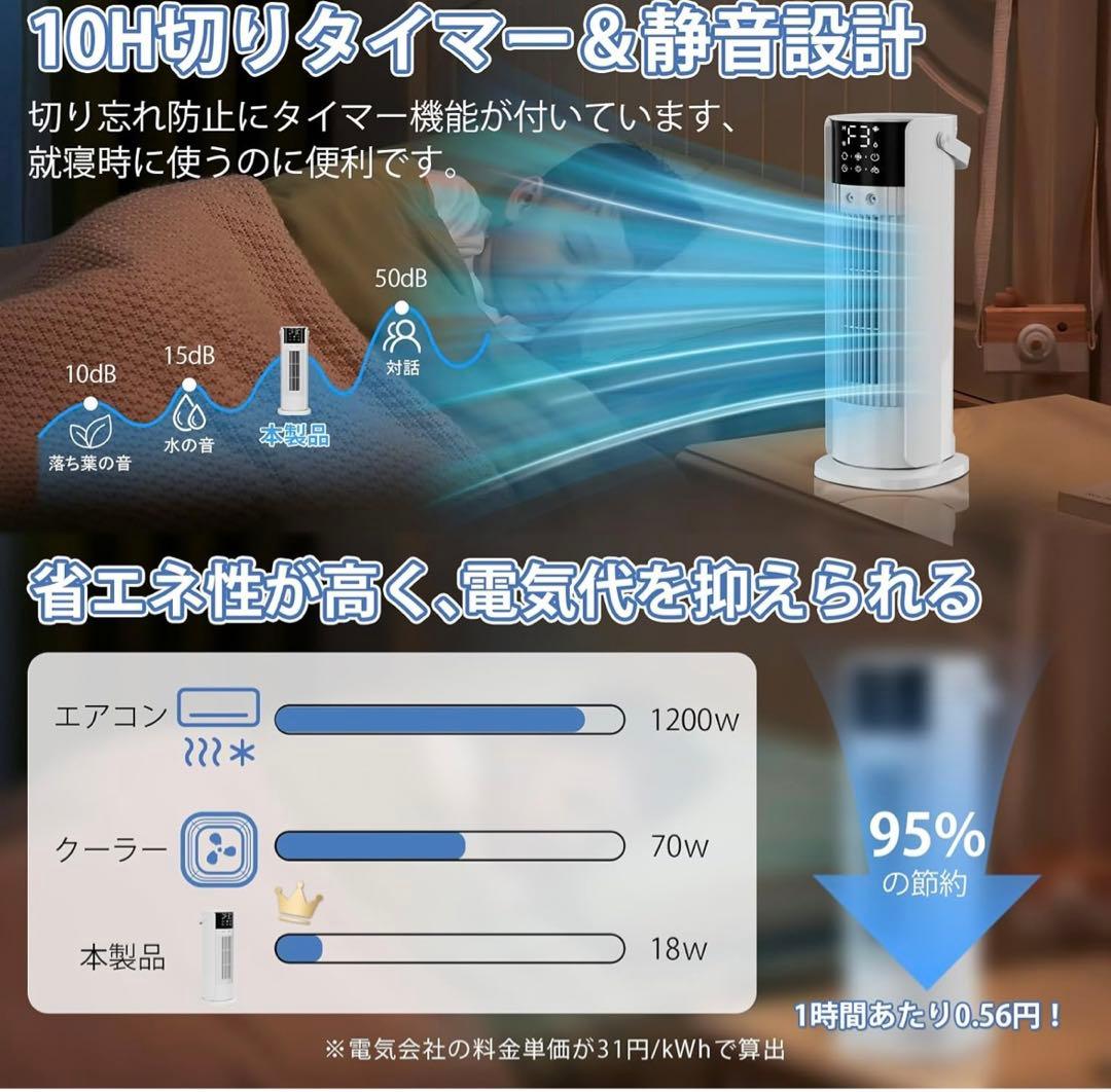 冷風扇 強力【1台多役・送風・加湿・冷却・空気清浄】 静音設計 熱中症対策