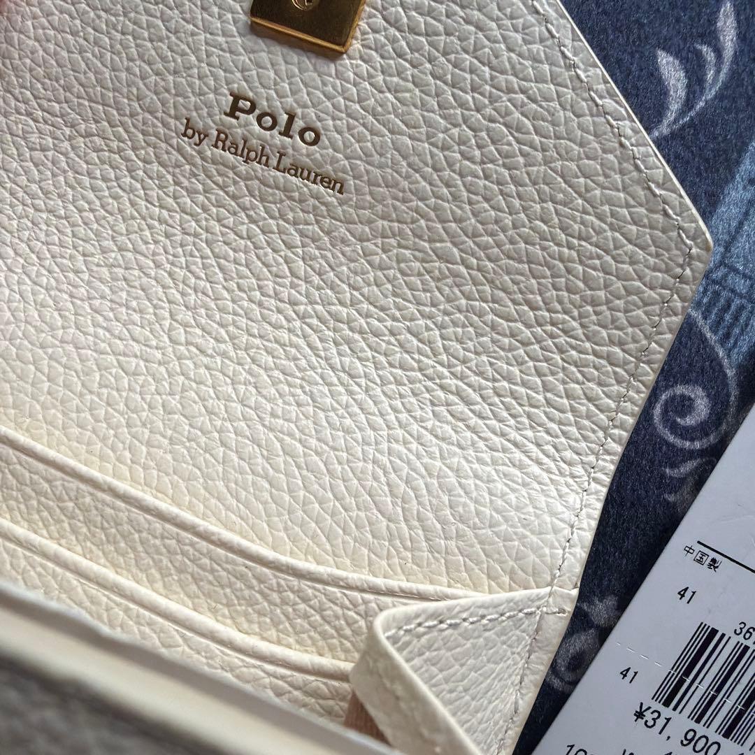 【新品未使用】ラルフローレン 2つ折り財布 ホワイト 本革 ミニ財布 高級感⭐︎