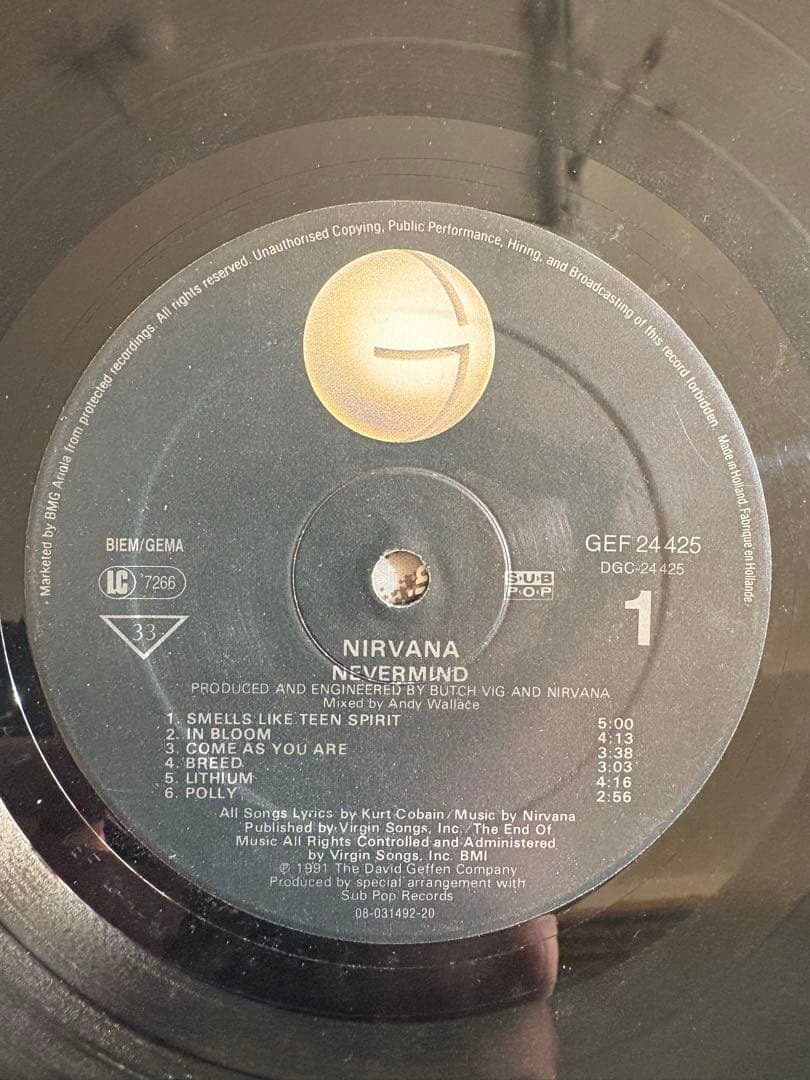 NIRVANA NEVERMIND レコード　1991年製　ホーランド製