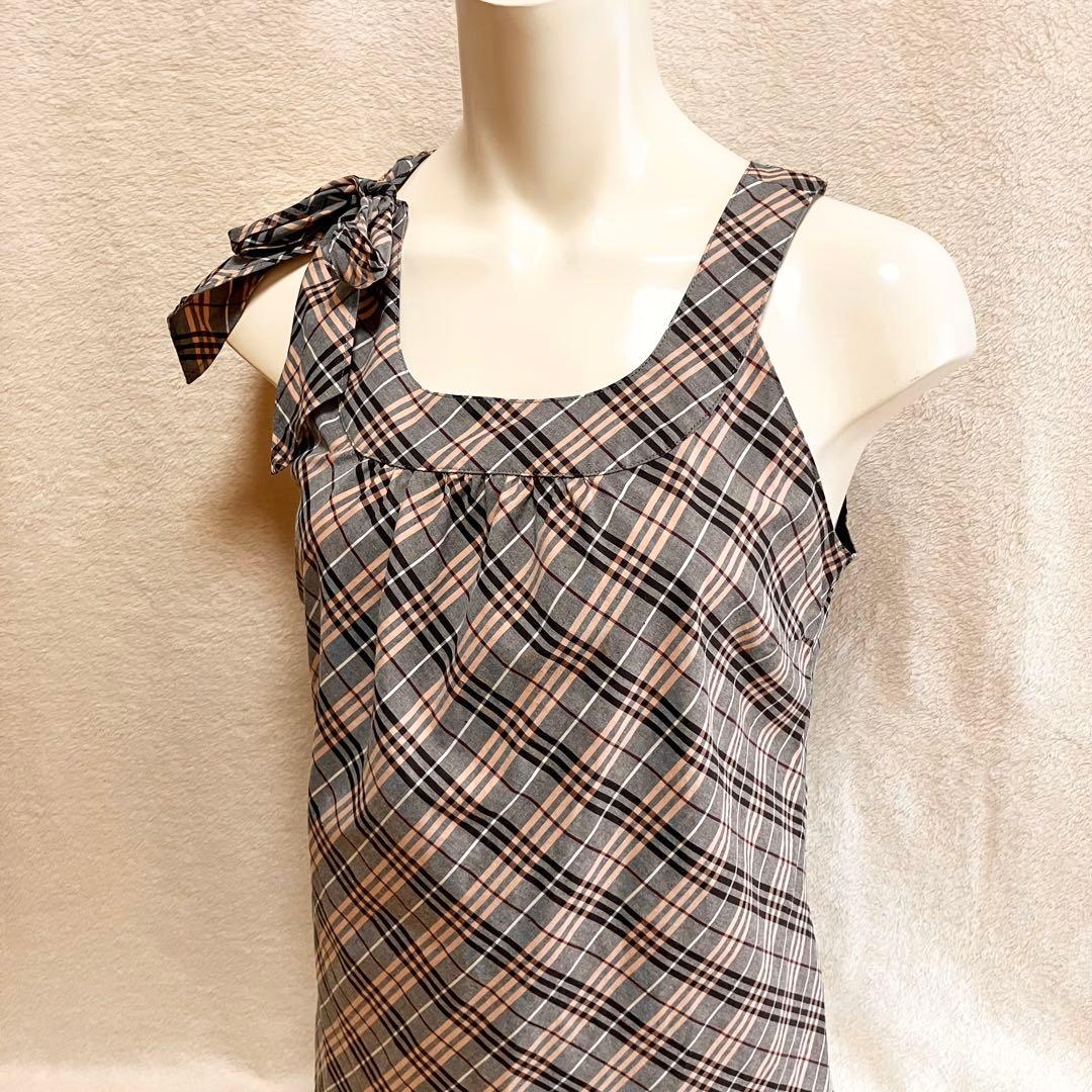 BURBERRY ノバチェック キャミソール 38 刺繍ロゴ サイドジップ