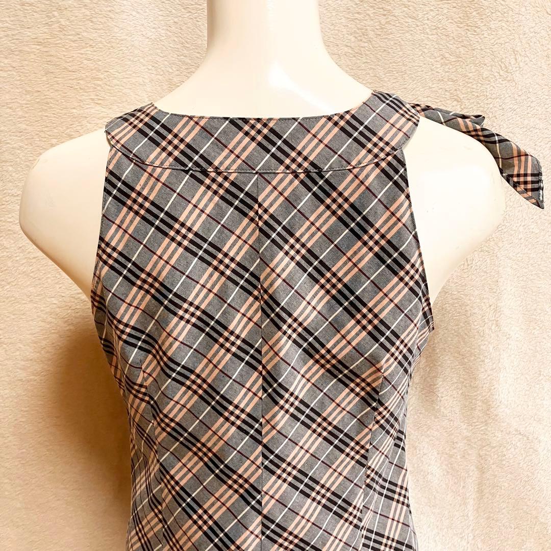 BURBERRY ノバチェック キャミソール 38 刺繍ロゴ サイドジップ