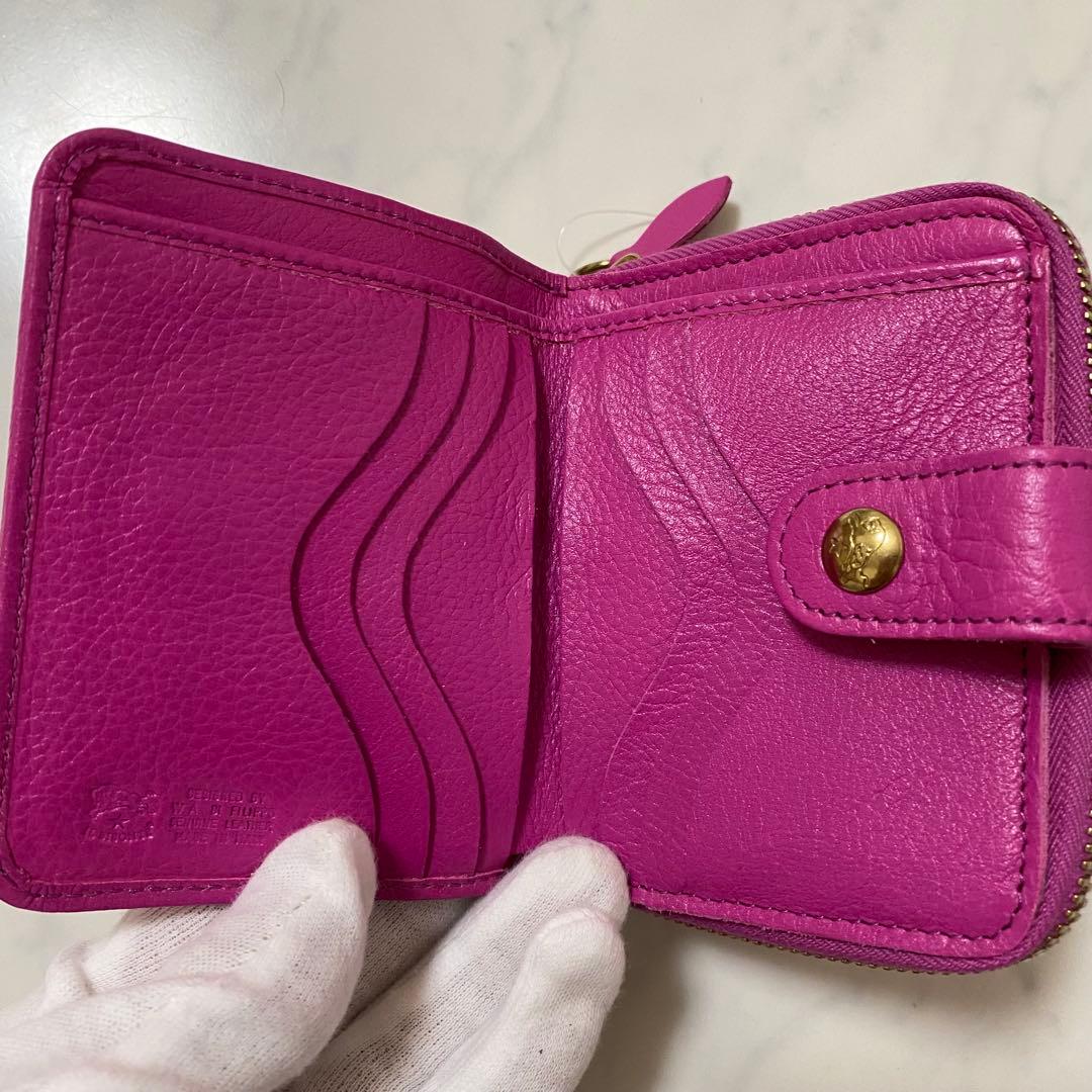 【新品未使用】IL BISONTE ラウンドファスナー 二つ折り財布 イタリア製