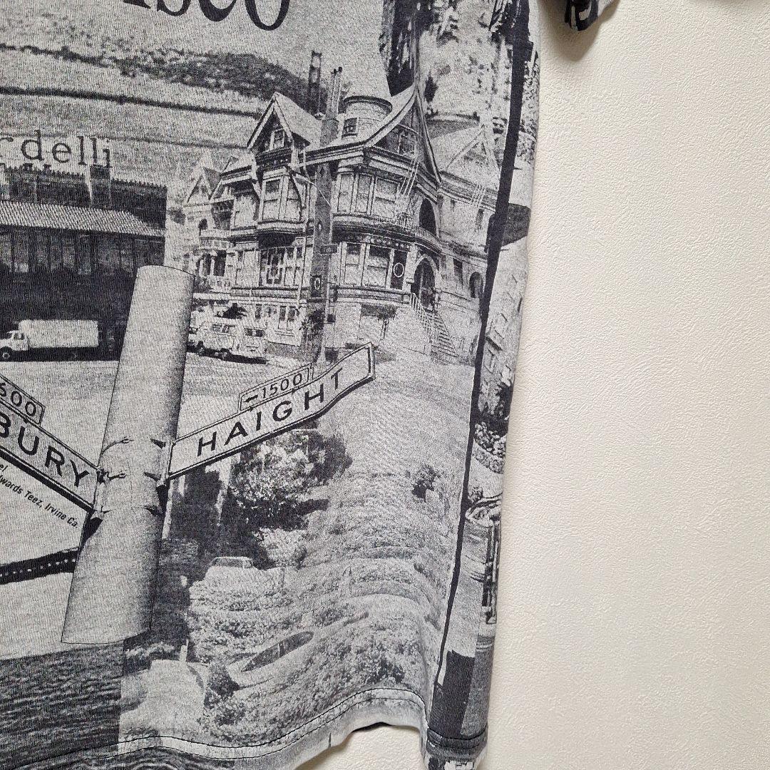90s ヴィンテージ サンフランシスコ 総柄Tシャツ XL 黒 フェード感 良好