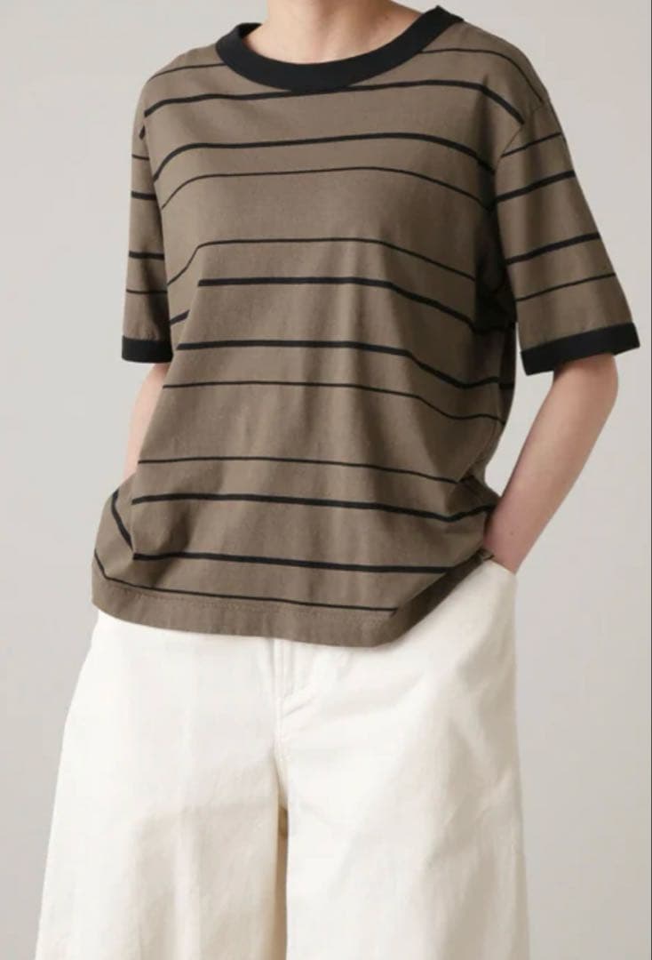トップス MHL./COTTON LINEN STRIPE JERSEY SS