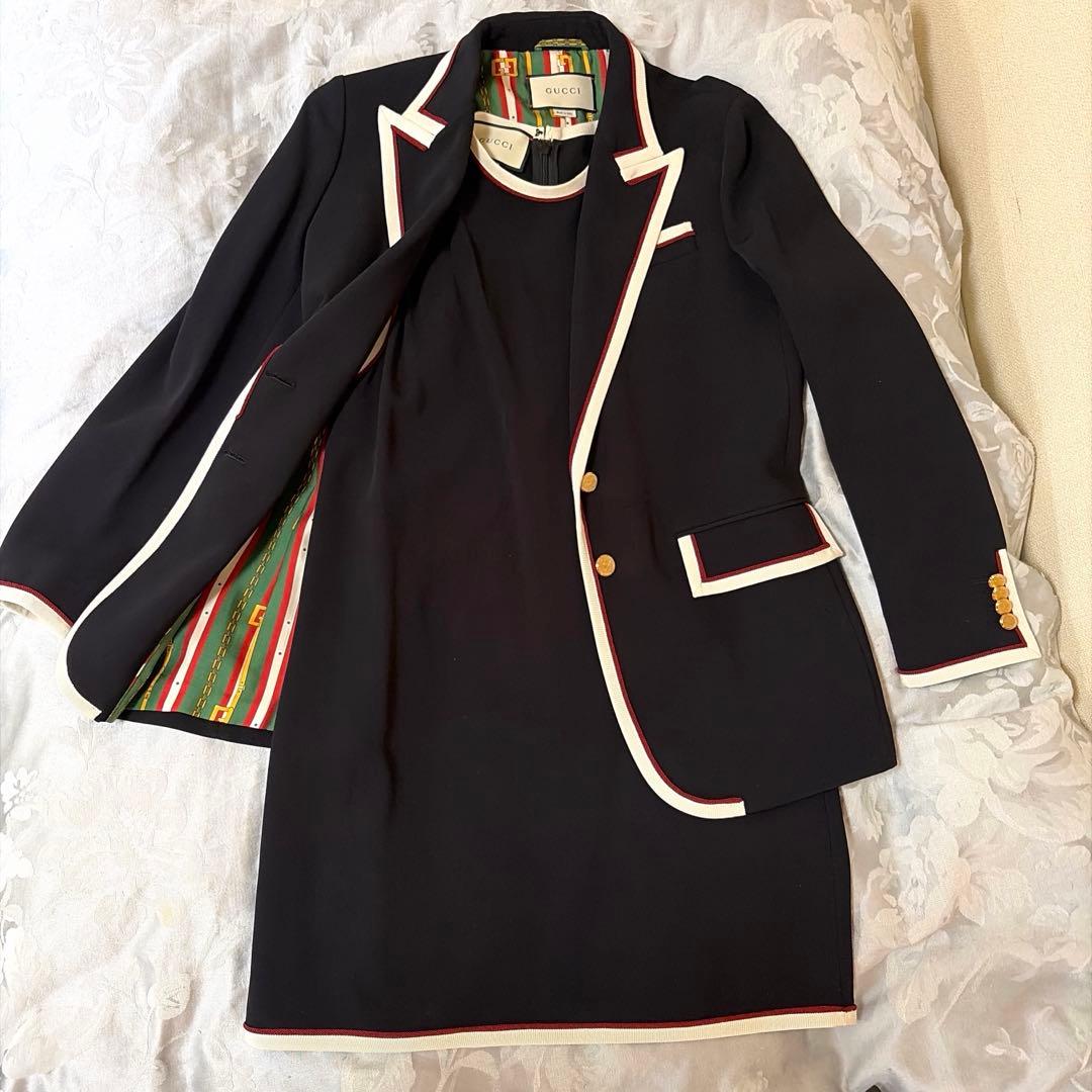 【美品】GUCCI グッチ セットアップ ジャケット44＆ノースリーブワンピース