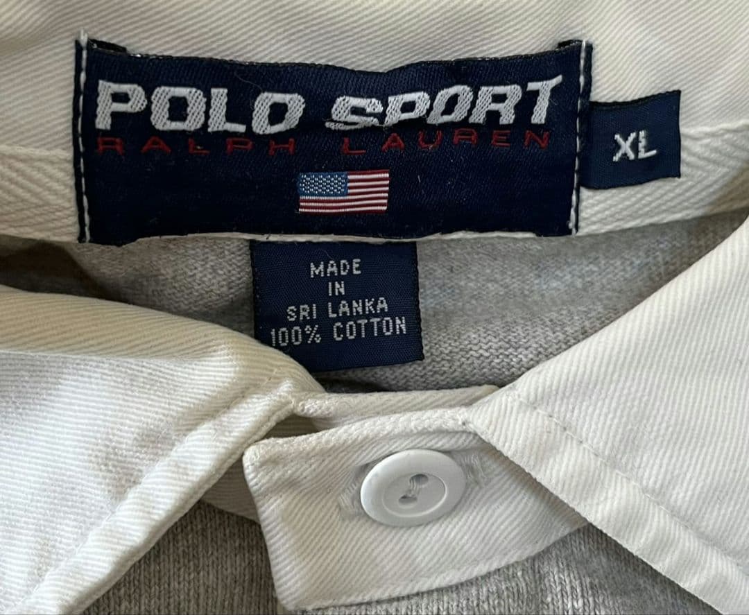 90s POLO SPORT ポロスポーツ ラガーシャツ ロゴ ボーダー XL