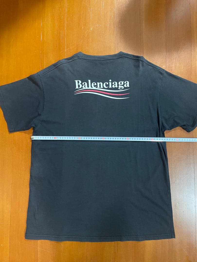 古*も様 BALENCIAGAキャンペーンロゴ Tシャツ　ブラック