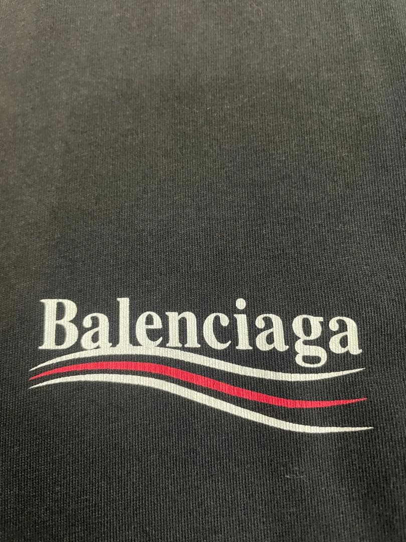 古*も様 BALENCIAGAキャンペーンロゴ Tシャツ　ブラック