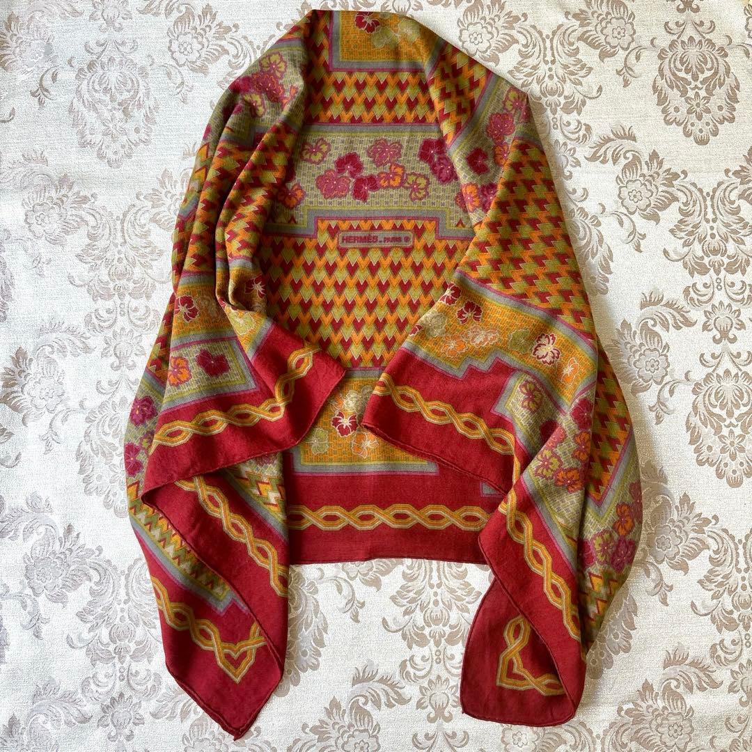 エルメス❤️カシミヤシルク❤️カシシル❤️秋色ストール140
