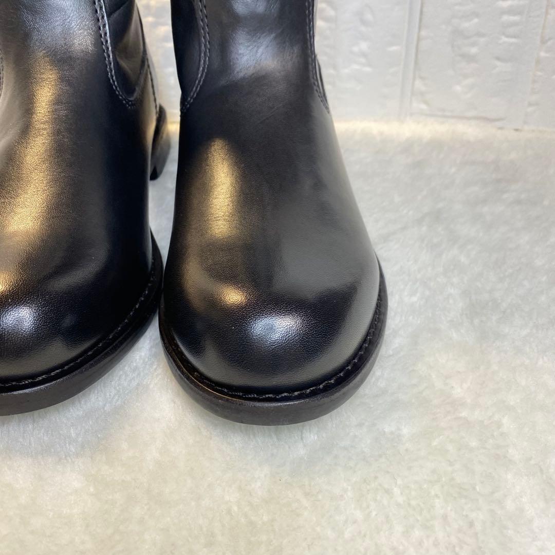 【美品】LOISIR レザーブーツ ブラック バックル付き L 24.5cm