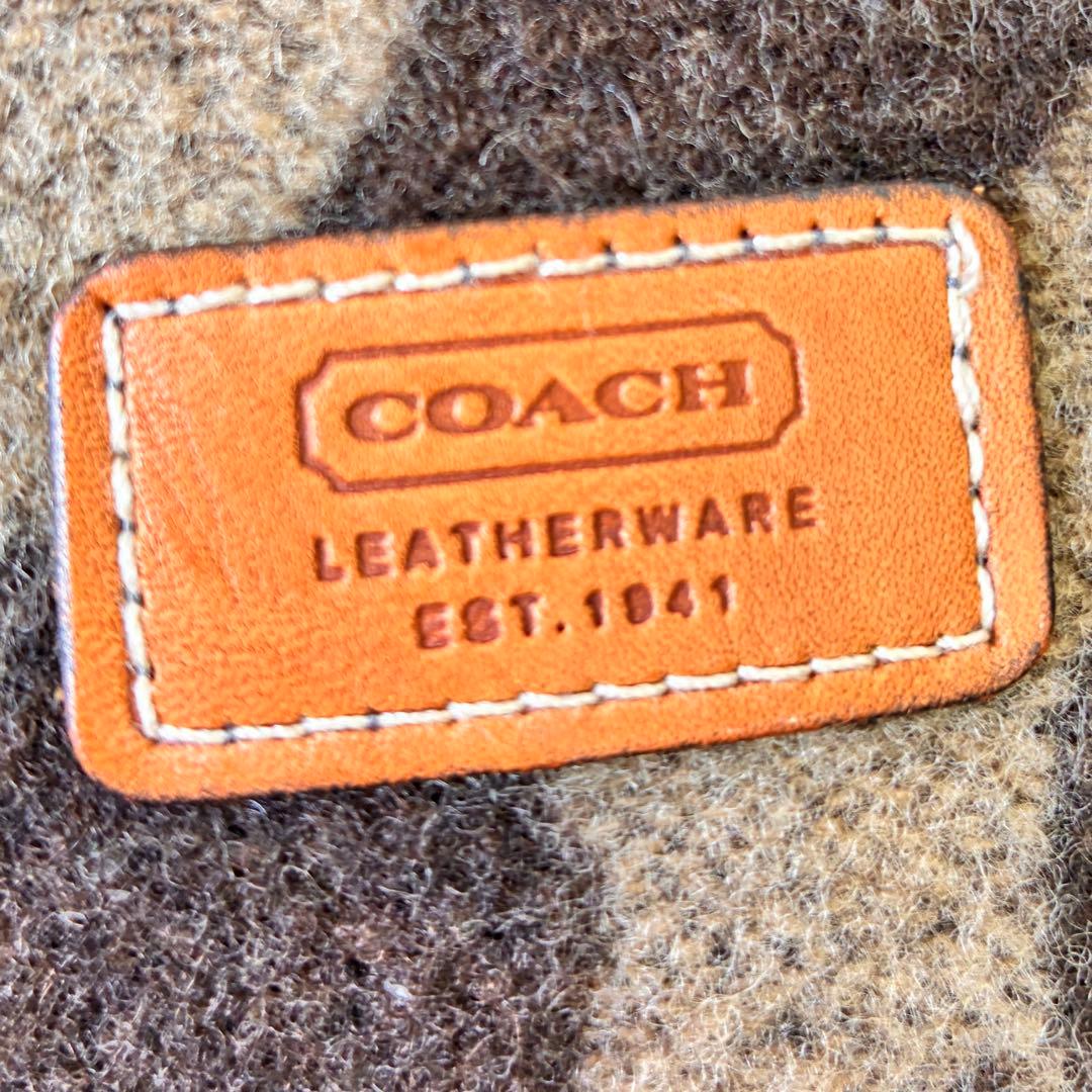 極美品✨COACH シグネチャーマフラーブラウン 高級ラムウールスコットランド製
