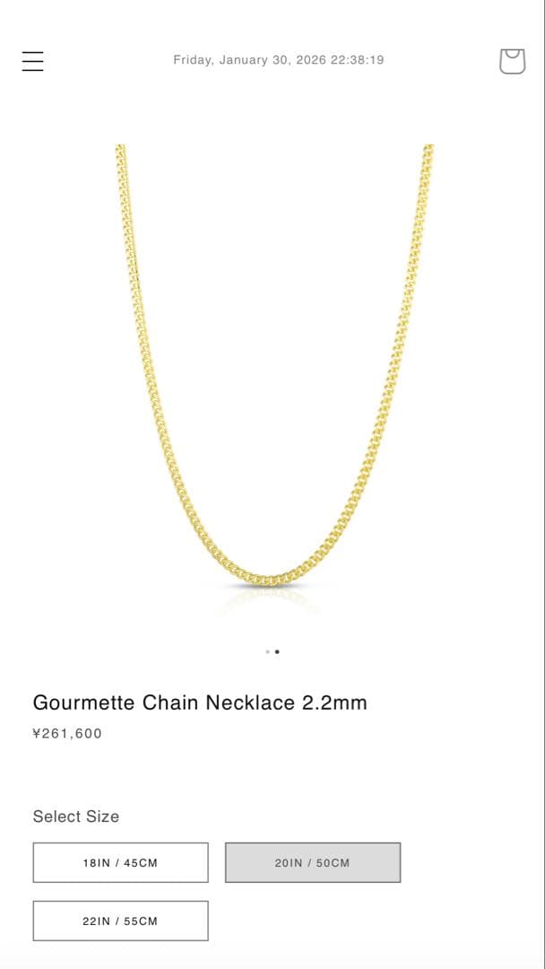 14K TGGS キューバンリンクチェーン　ネックレス　50cm 14金