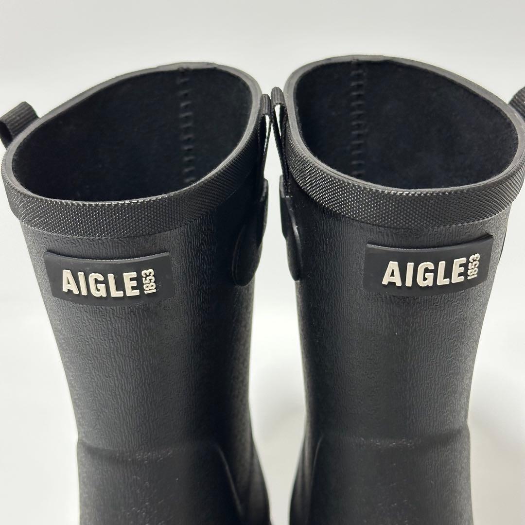【超美品】AIGLEエーグル アリア ラバーブーツ22.5cmブラック