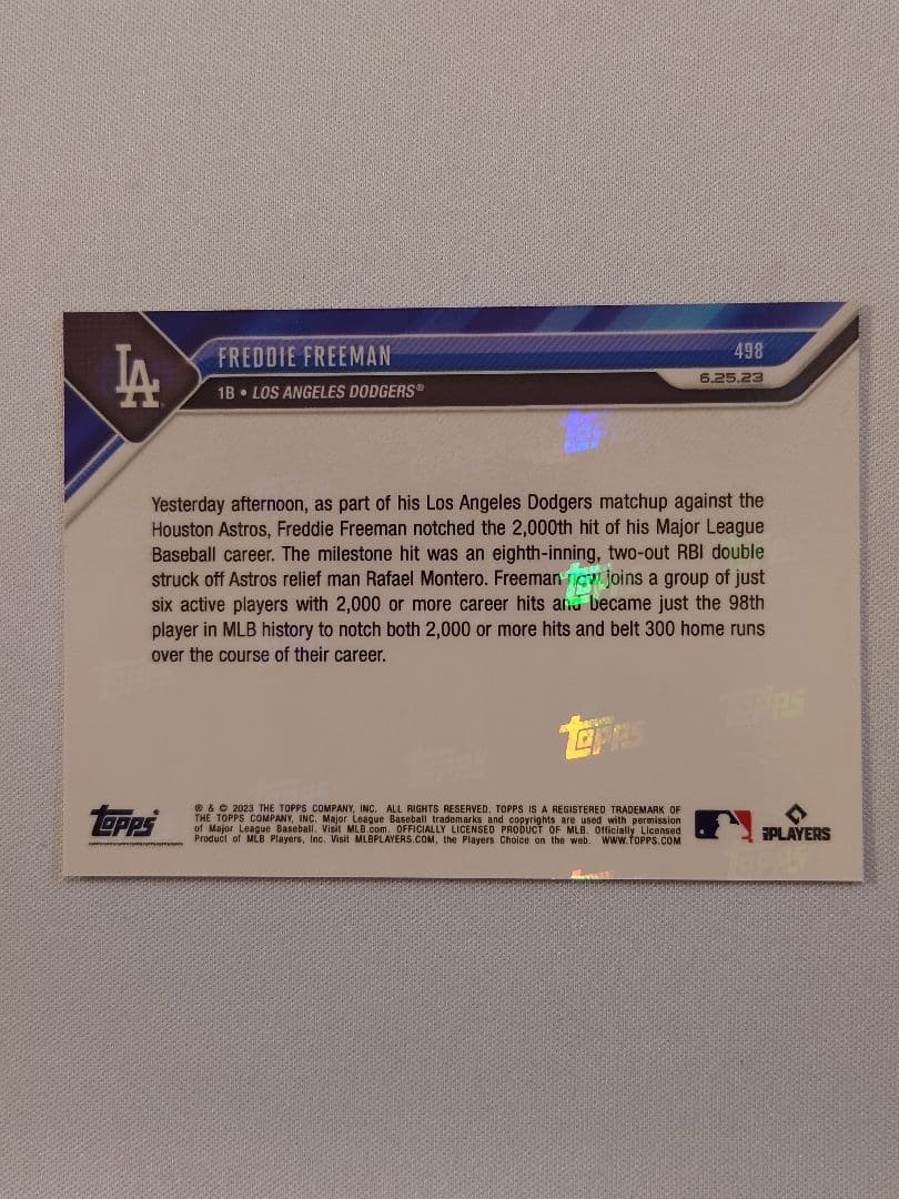 topps now フレディ・フリーマン Freddie Freeman 498
