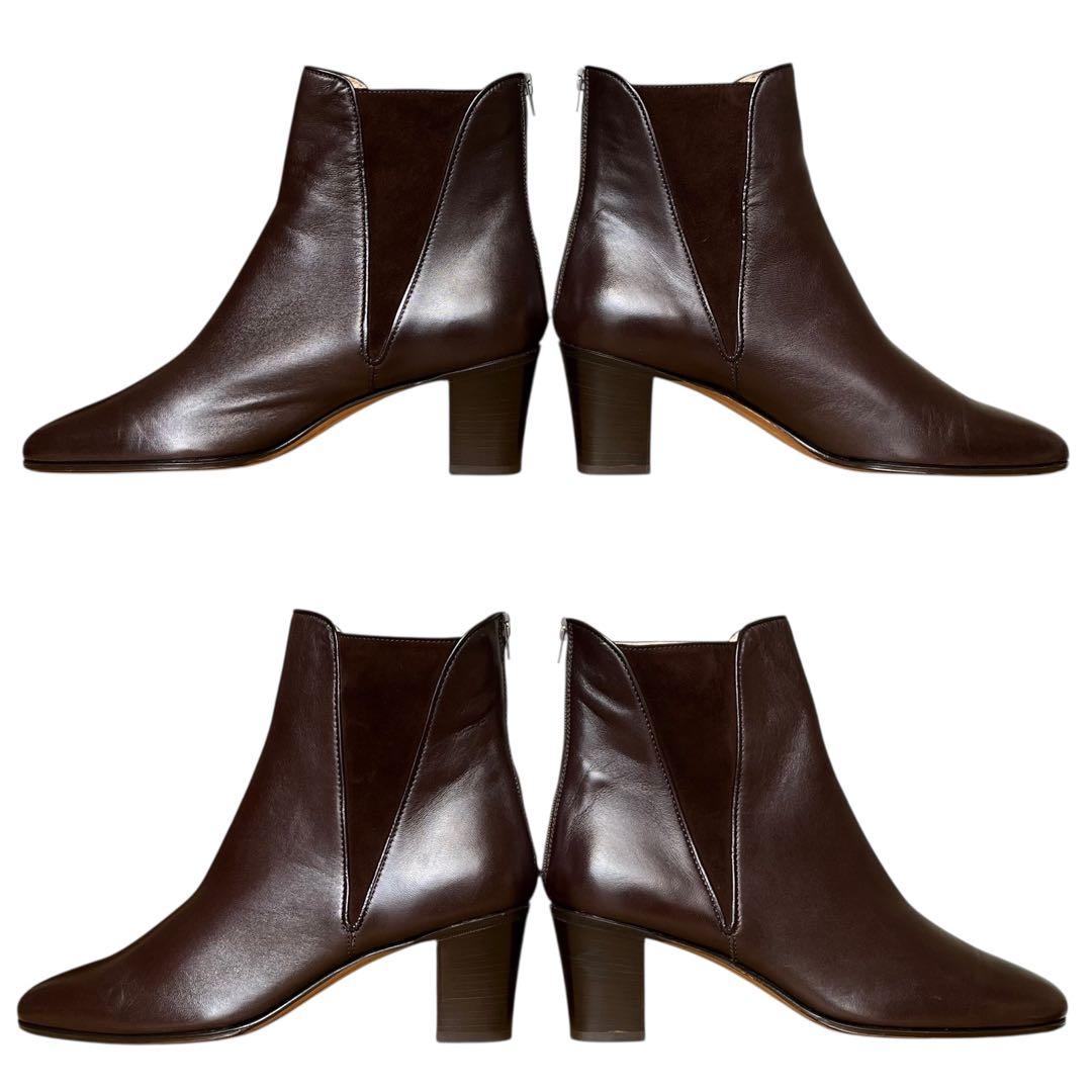 希少/極美品 タニノクリスチー 36 レザー バックジップ サイドゴアブーツ 茶