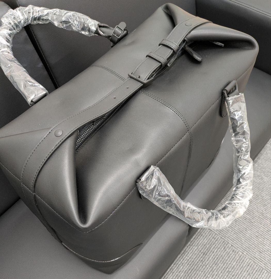 【M2500525】味岡革鞄レザー手提げボストンバッグ 黒(未使用)
