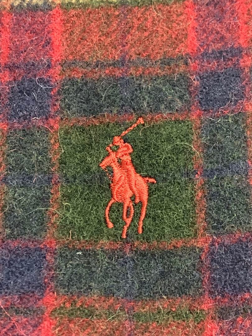 未使用　RALPH LAUREN 毛100%チェック　膝掛け　ひざかけ　ストール