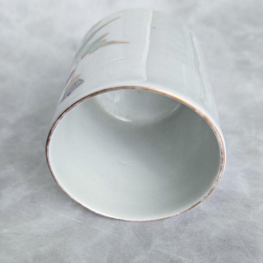 無傷完品　古伊万里　金彩　色絵　覗き　アザミ　猪口　江戸時代　アンティーク　骨董