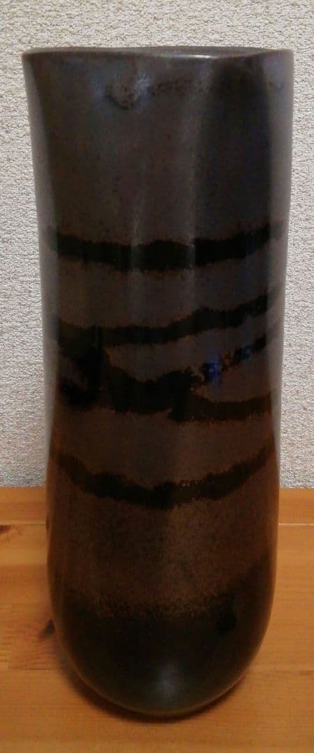 藤井朱明作　天目　白老　花入　共箱　花瓶