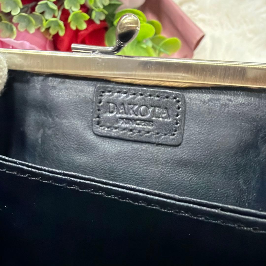 極美品 DAKOTA ダコタ レザー がま口 ジャバラ 財布 ブラック