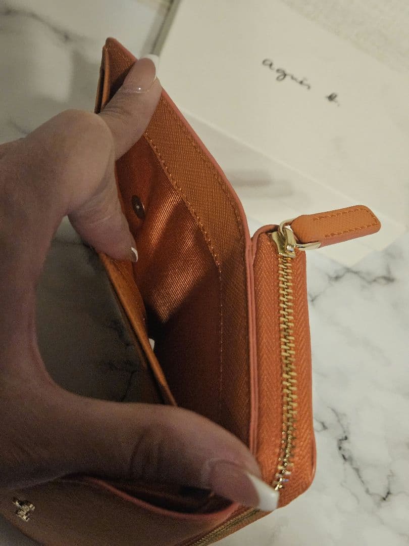 新品未使用✨agnès b. アニエスベーオレンジ 三つ折り財布 箱付き