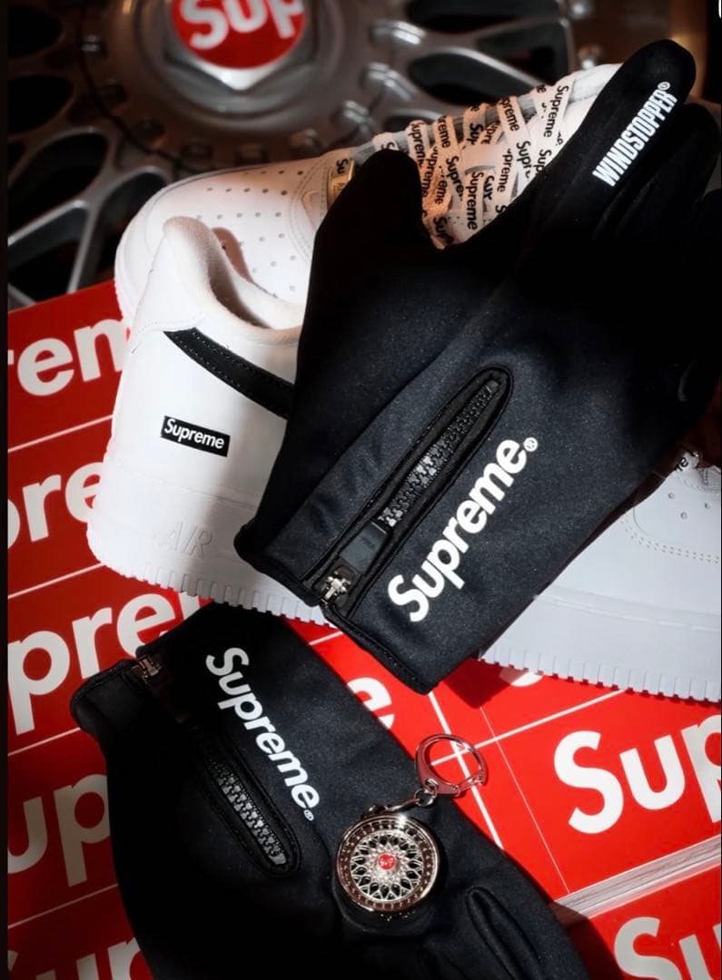 小物 Supreme Windstopper Zip Gloves Black XL