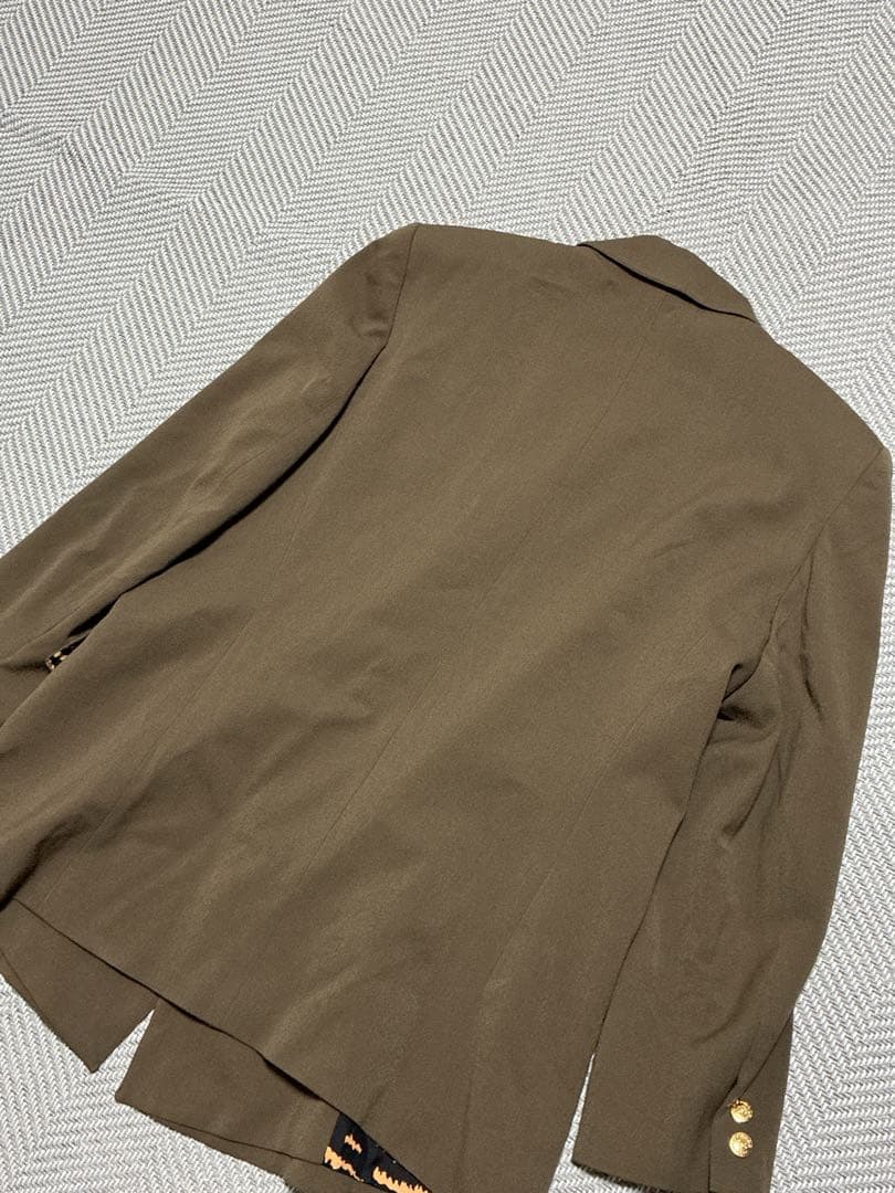 極美品 レオナール 日本製 Lサイズ ジャケット 金ボタン 豹柄 ブラウン