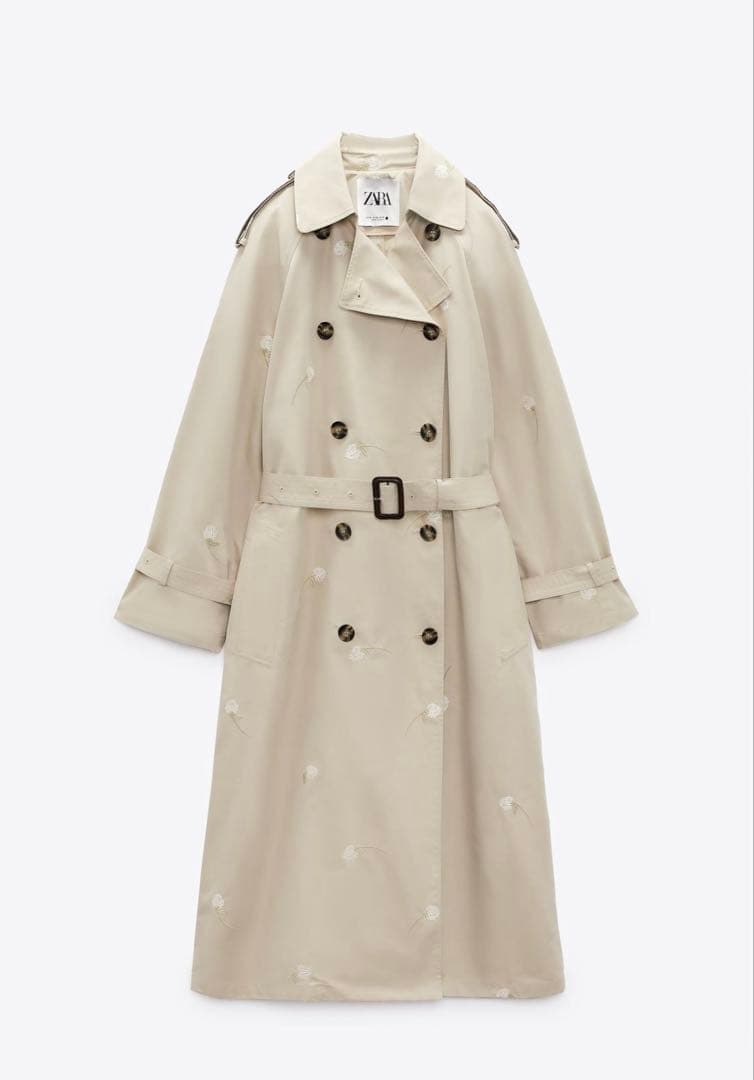 新品　未使用　値札付き　ZARA　花柄ロングトレンチコート