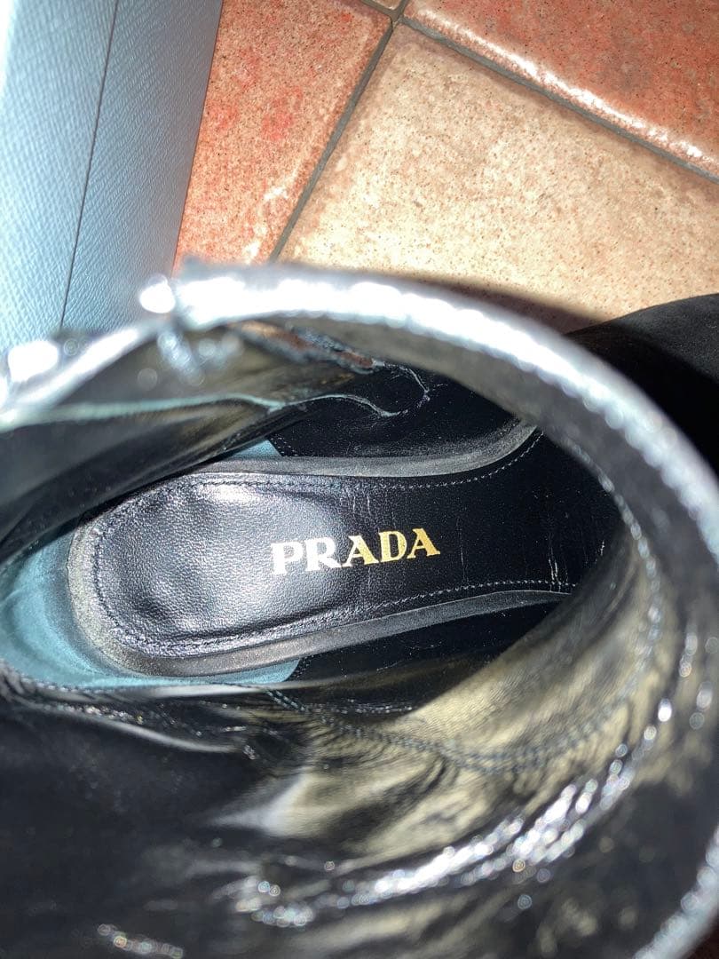 PRADA スウェード ブーティ ヒール5.5cm 黒