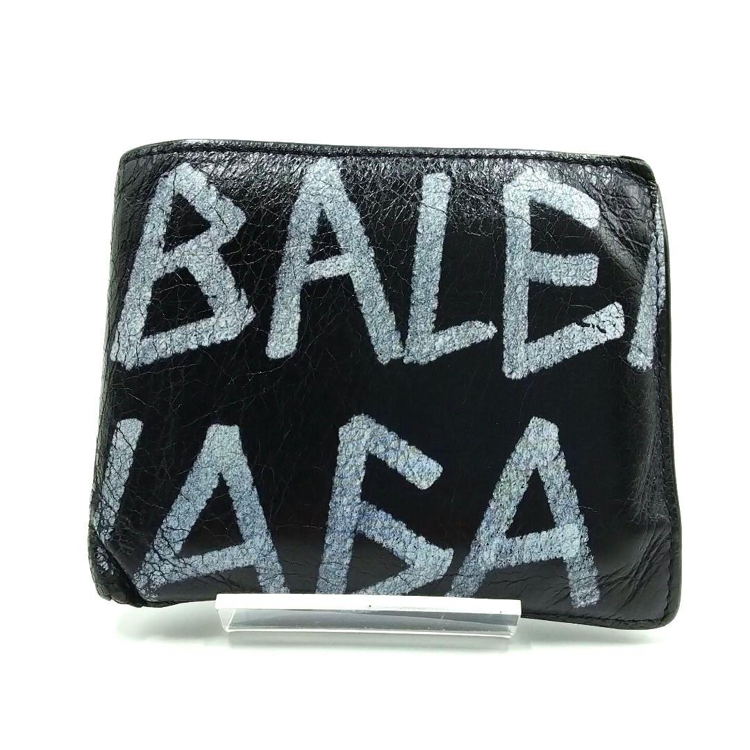 BALENCIAGA バレンシアガ 二つ折り財布 グラフィック ウォレット黒×白