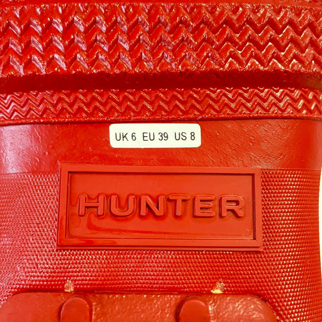 美品✨HUNTER ハンター レインブーツ 赤 レッド 24.5cm 箱付き