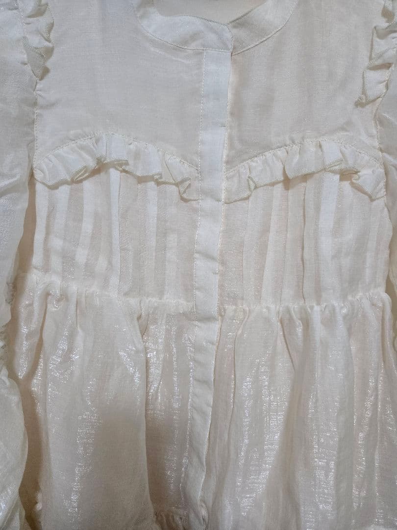 ワンピース Bell0414 Sheer ribbon frill one-piece