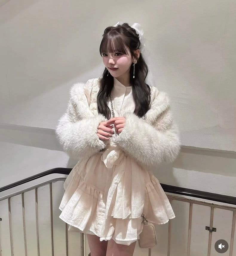 ワンピース Bell0414 Sheer ribbon frill one-piece