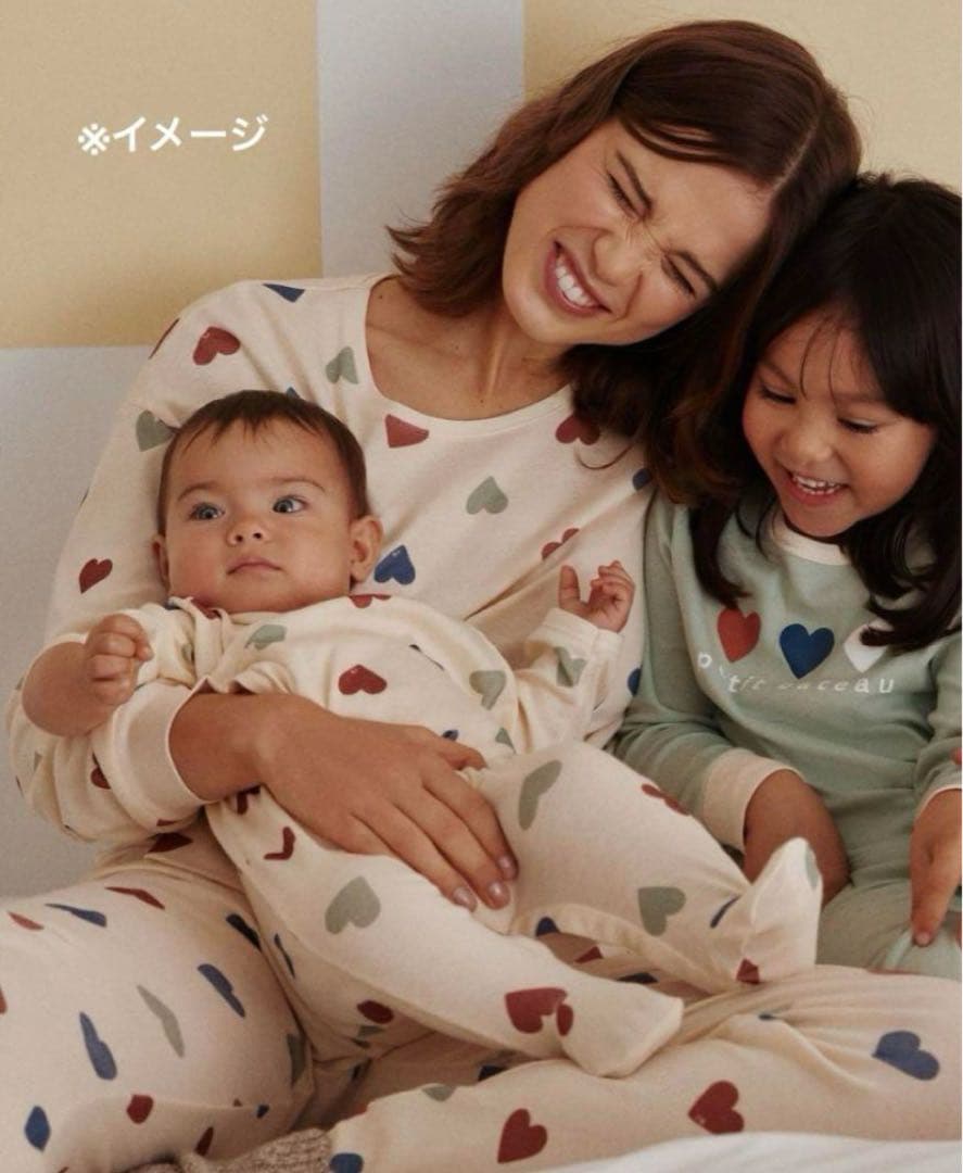 新品 未使用 プチバトー レディース L 長袖 パジャマ ハートミルキー