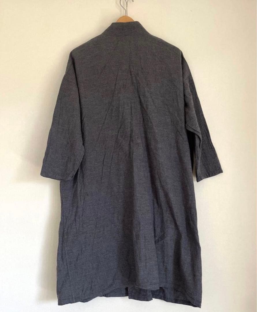 美品　プランテーションLライン　グレー　ロングシャツジャケット