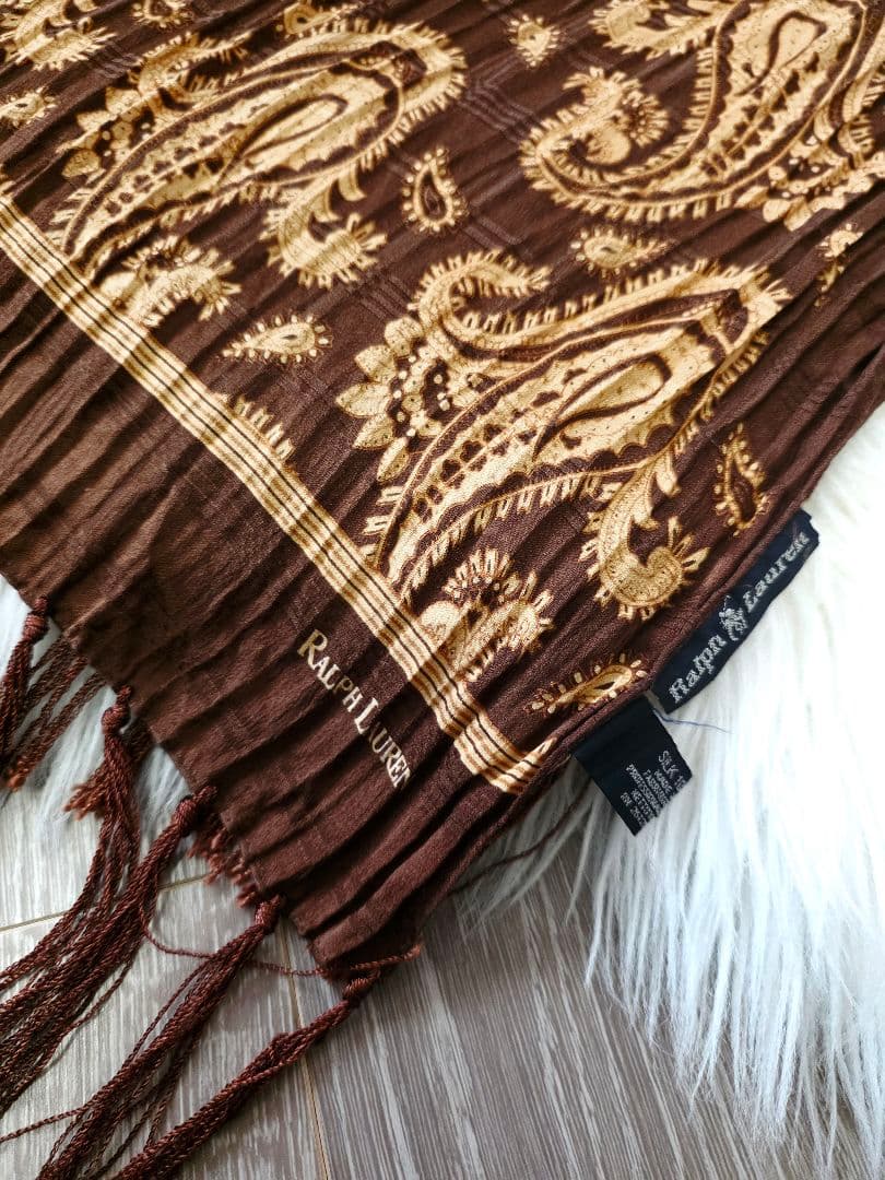 美品 Ralph Lauren シルクーストール 豪華なフェイズリー柄